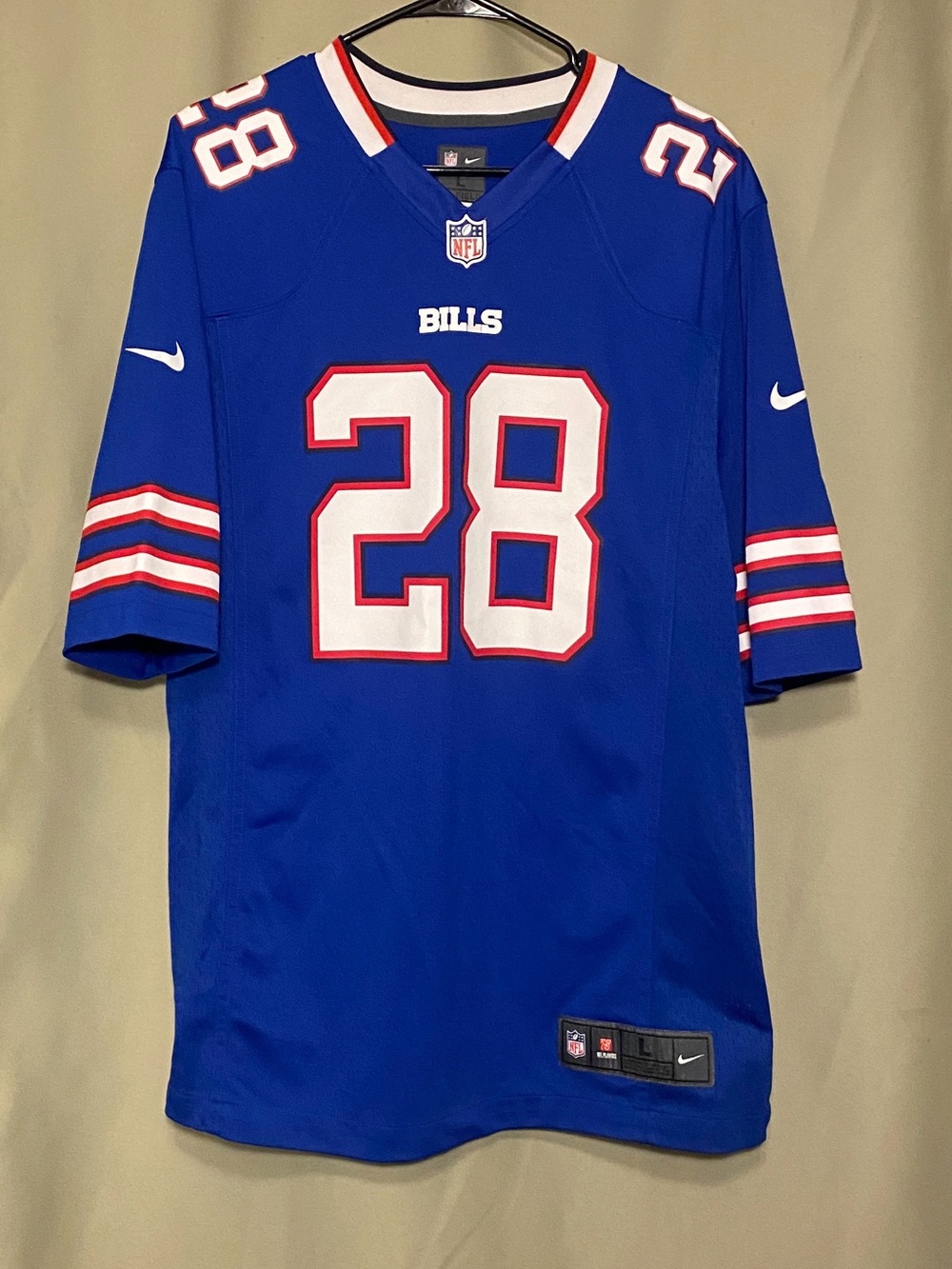 Nike Buffalo Bills C J Spiller #28 NFL on Field  Game Home Jersey Mens L